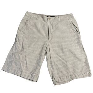 Banana Republic beige striped flat front linen blend shorts size waist 34”